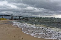 D71_0584 Yorktown waterfront Fri am near low tide as Florence pounds NC/SC.